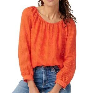 NWT 2-PC SET Shadow Stripe Blouse & Camisole XXS J Crew Brilliant Sunset Orange